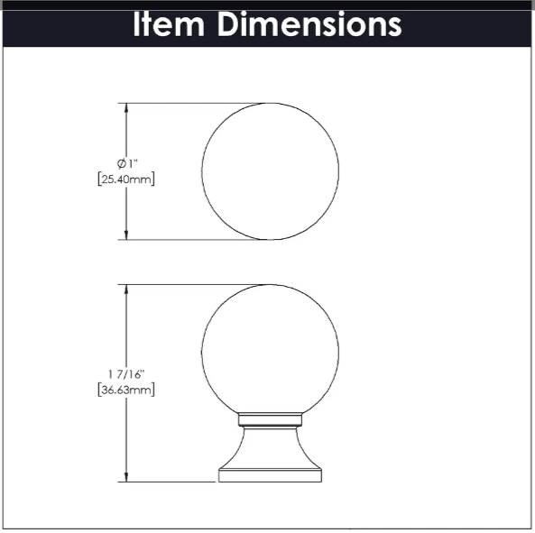 1 Inch Diameter Fuller Round Knobs